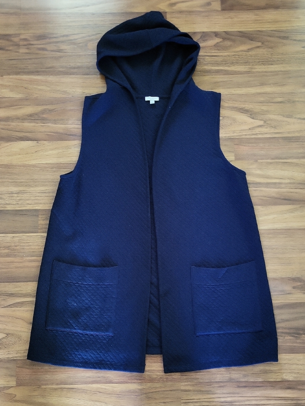 Talbots Navy Hooded Sleeveless Coat Vest
